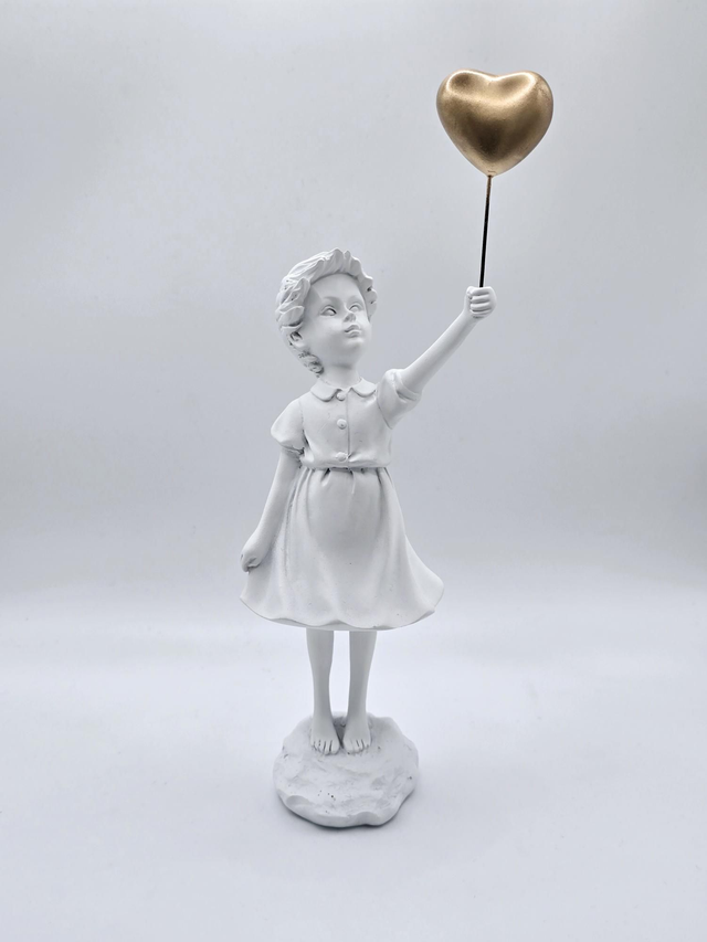 603 Girl with balloon heart.  Ornament 