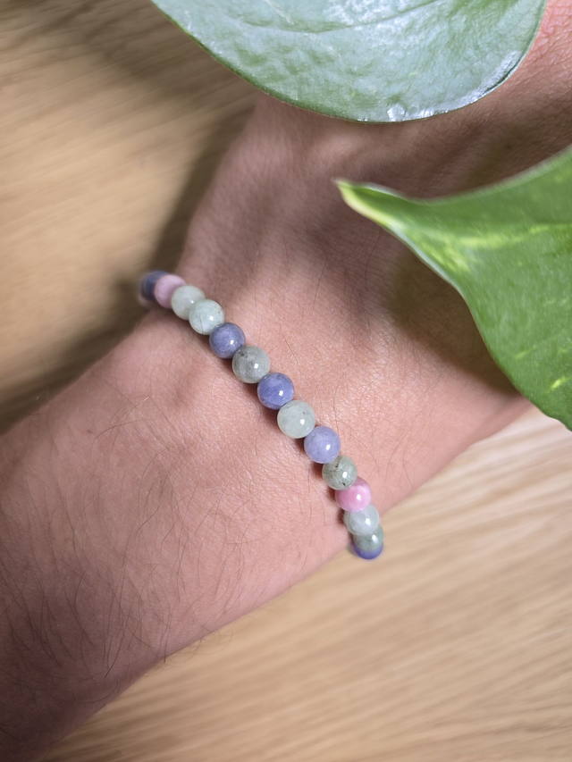 Bracelet Tanzanite multicolore, perles de 6 mm (Qualité AA)