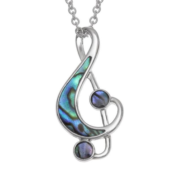 Paua shell Treble Cleff Music Note Pendant
