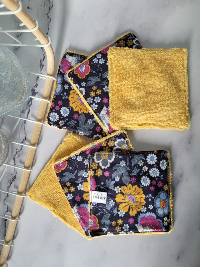 Lingettes Fleurs vintages / moutarde 