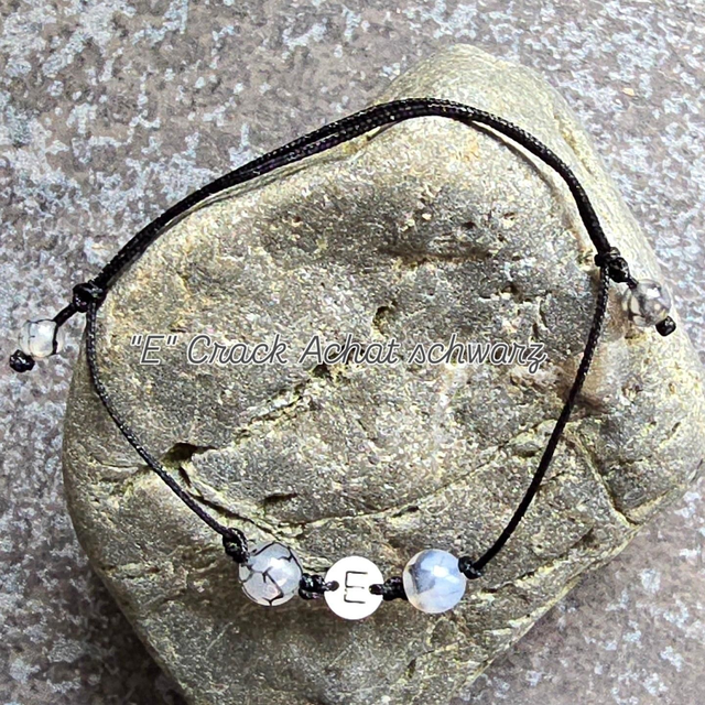 Initialen Armband "E" Crack Achat schwarz 
