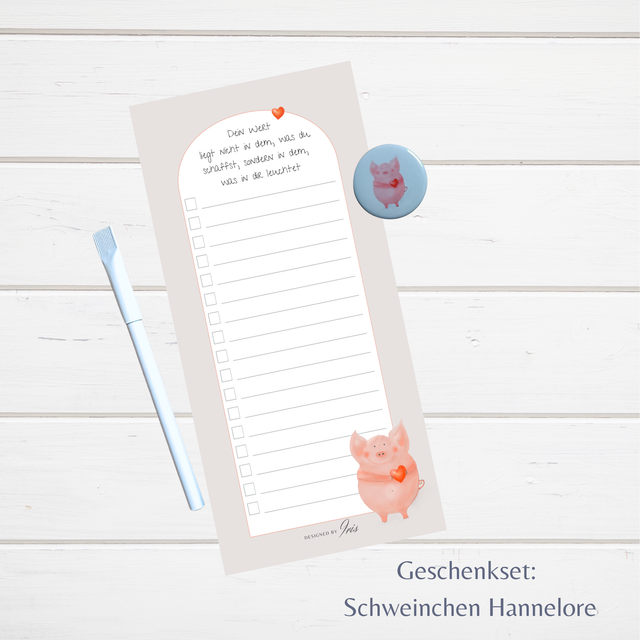 "Schweinchen Hannelore mit großem Herz" - Geschenkset 2 (ArtNr.S0016 -2)