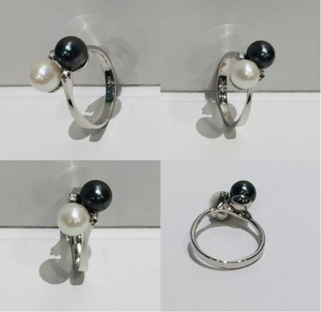 Anello  Perle Thaiti e Diamanti In Oro B. G470