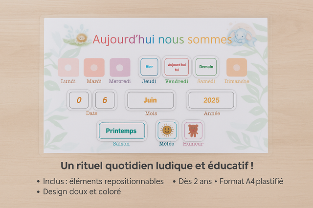 🌞 Calendrier éducatif interactif - "Aujourd'hui nous sommes..."