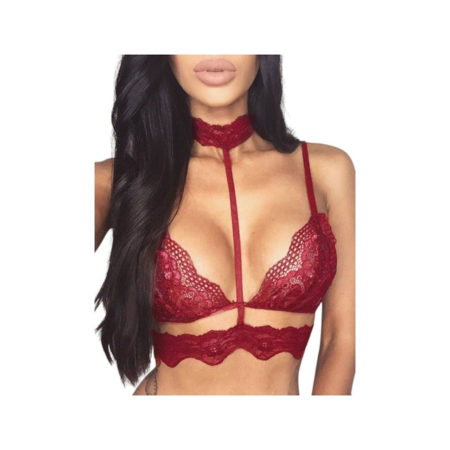 Bralette Burdeos con Choker Carmín Talla M