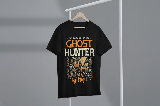 Spreadsheet By Day Ghost Hunter By Night Halloween Humor. Tabellenkalkulation bei Tag, Geisterjäger bei Nacht, Halloween-Humor