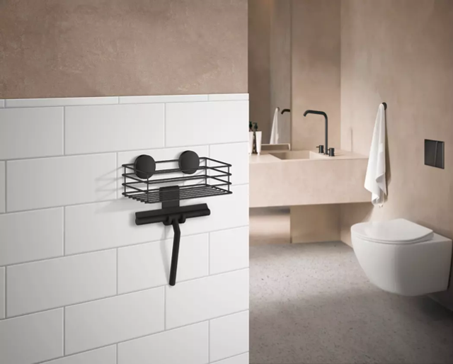 Duschabzieher aus Silikon, mit Haken für Duschwand grau / schwarz