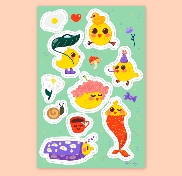 Poussins - planche de stickers