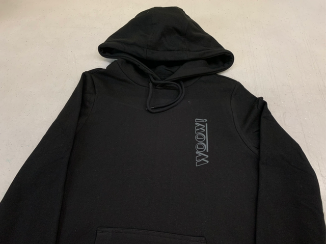 Woow! Hoodie - Black With Charcoal Grey Text 