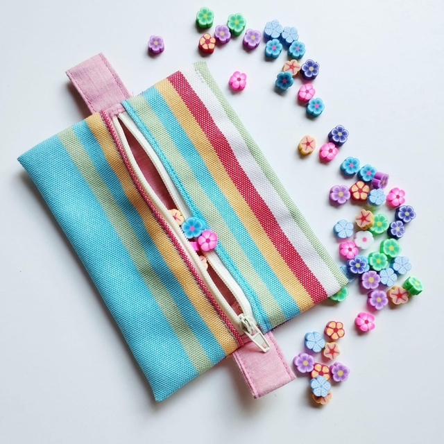 Mini Trousse - Bayadère Turquoise