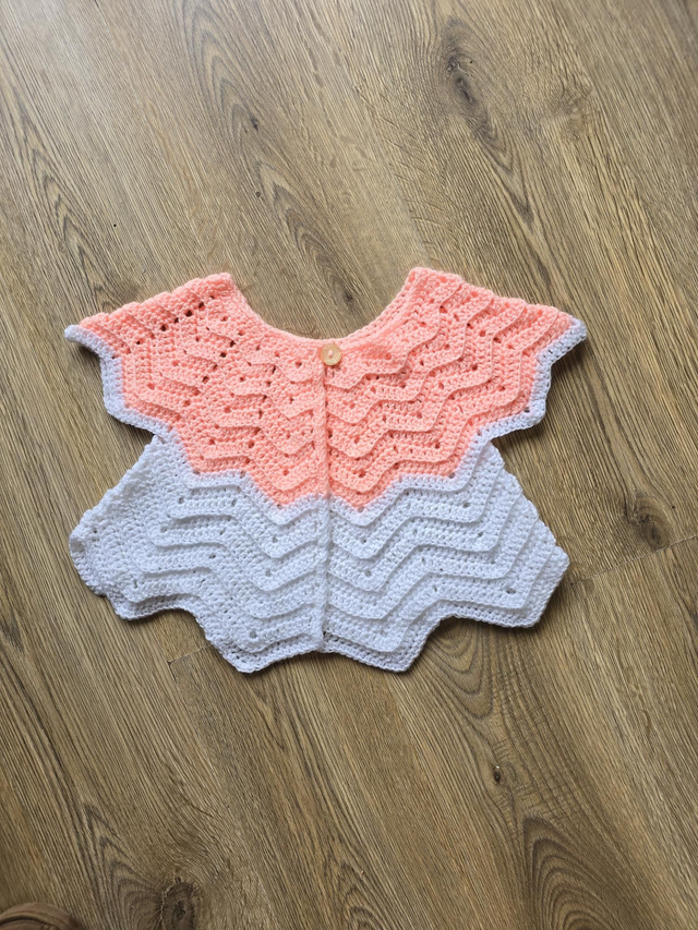 Crochet baby chevron zigzag sleeveless cardigan  1-3 years