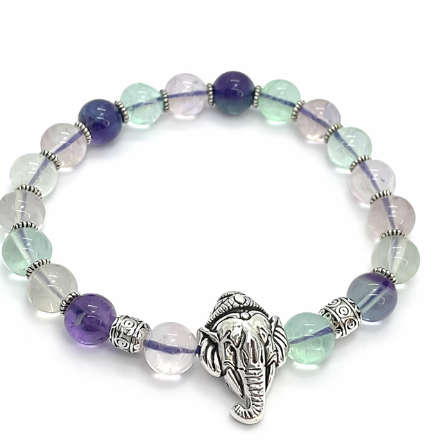 Bracelet « Ganesh »  fluorite 8 mm