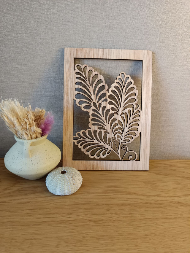 Décoration murale feuille en bois