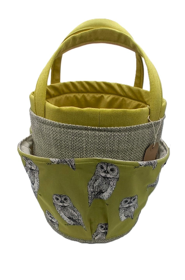 Large Bucket Bag Owl Print Fabric for Multipurpose Storage Knitting Crochet Crafts 