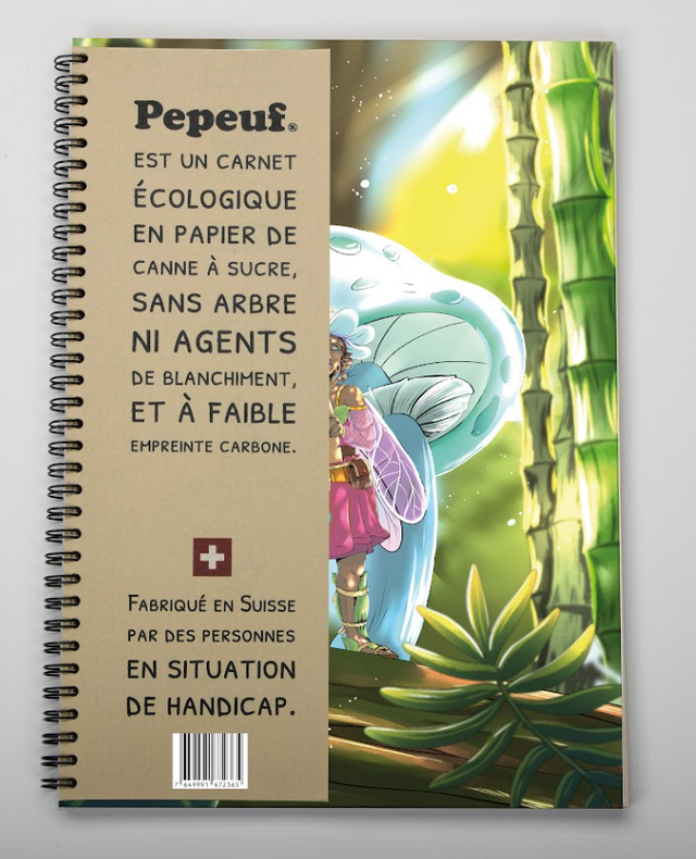 Carnet A4 de la marque Pepeuf portant une illustration faite par Wave of dream