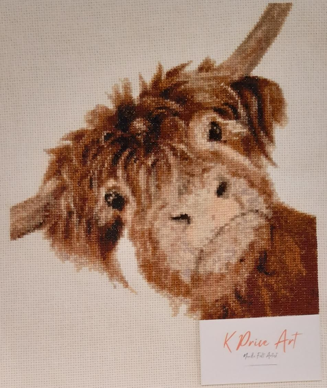Highland cow cross stitch kit 'Tufty'