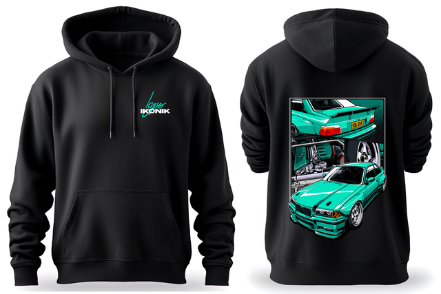Premium Black Hoodie | BMW E36 - Mint Green