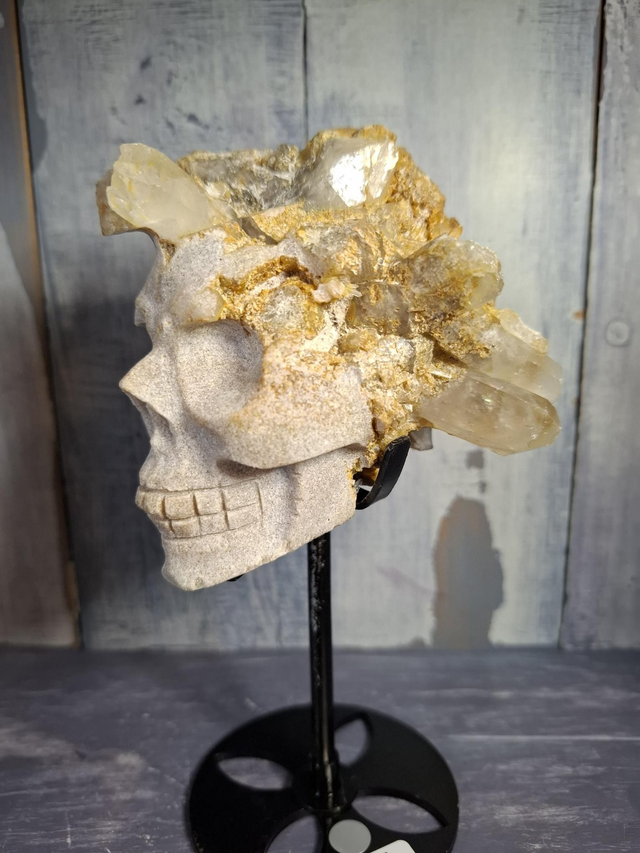 Clear Quartz Druzy Skull 