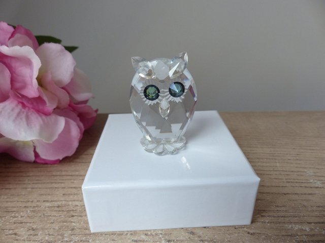 Figurine miniature oiseau hibou en verre, Sculpture hibou en verre d&#039;art vintage, Décoration Intérieur, Cadeau hibou porte- bonheur chance