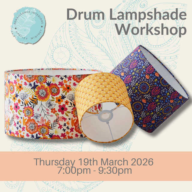 2026 March 19th: Drum Lampshade Workshop, Thursday 19th March 7:00pm-9:30pm