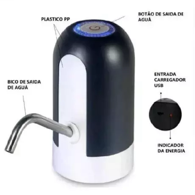 Bomba Elétrica Para Galão Universal Com Carregamento USB Garrafão