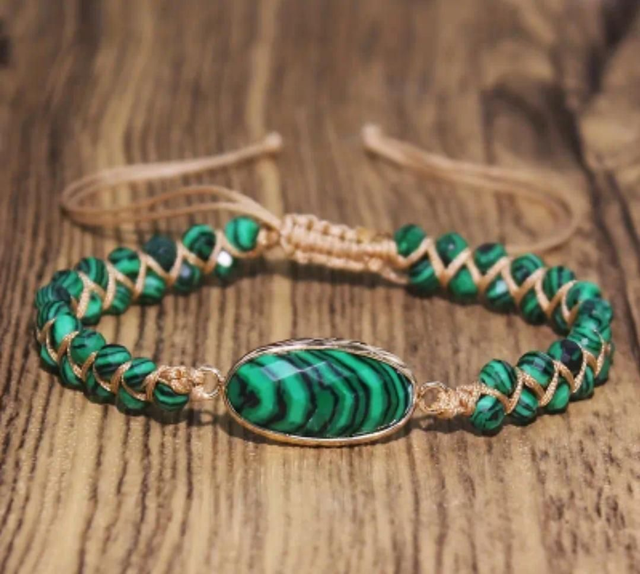 Bracelet en Malachite - ajustable 
