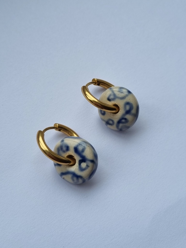 Scribble Loop Earrings - Blue