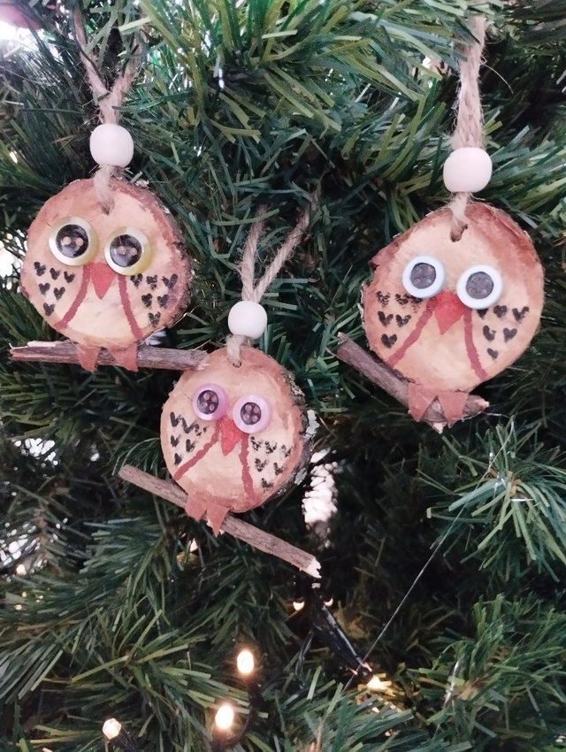 Déco suspension en bois - Hibou / Chouette