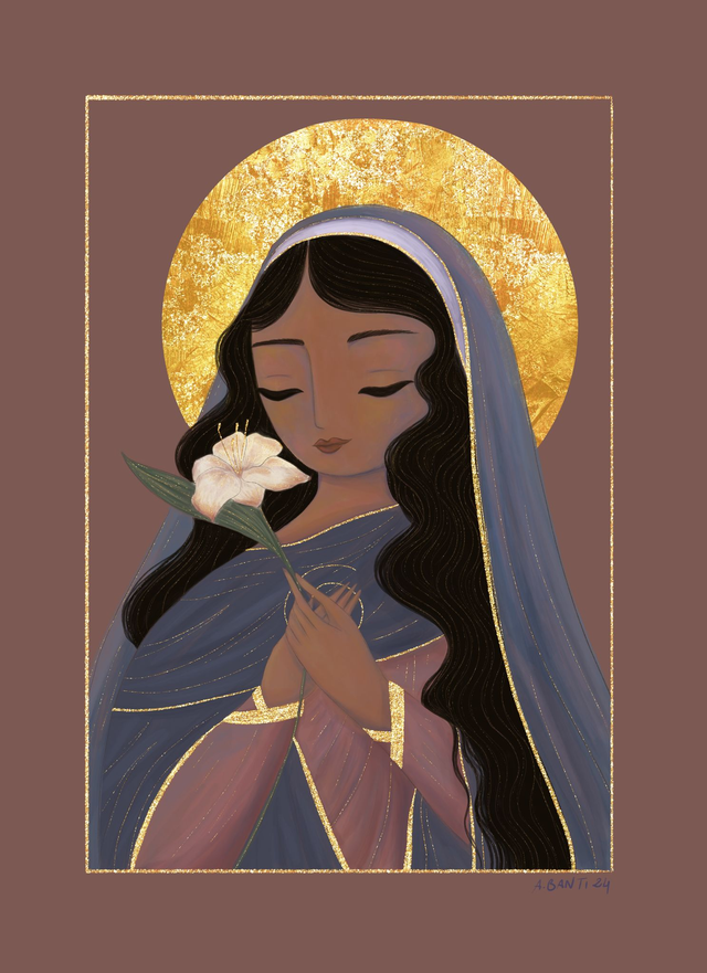 La Dame au Lys - Tirage d'art rehaussé de doré