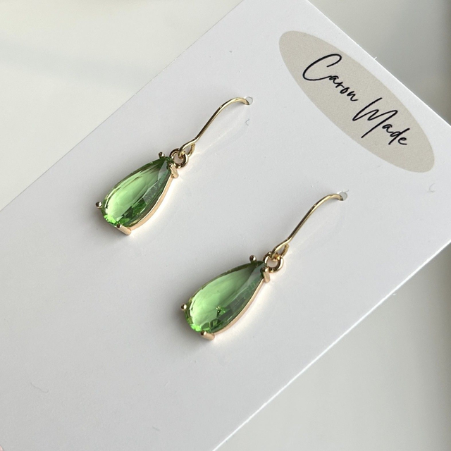 Green sparkling CZ teardrop