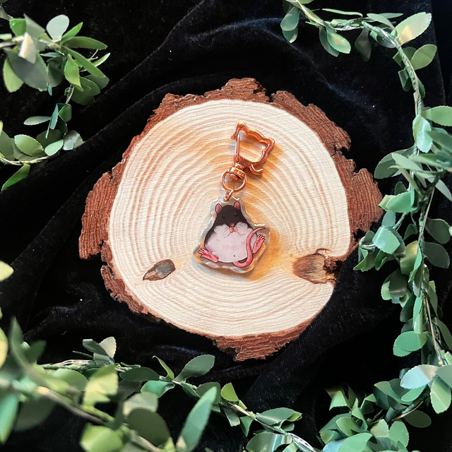 Llavero Rata // Rata blanco y negro