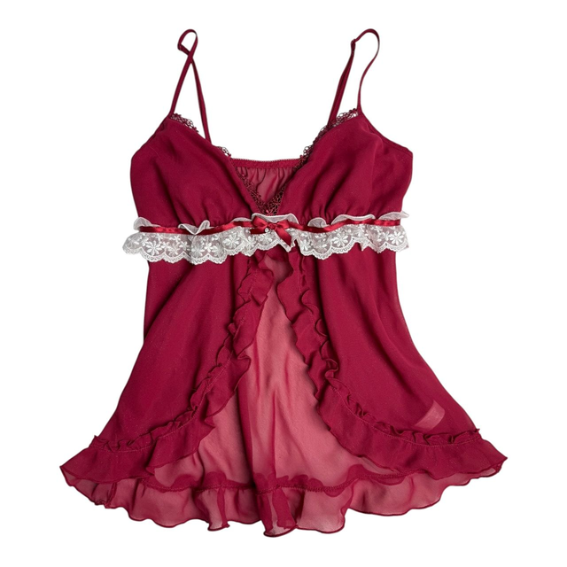 Japanese brand coquette red lace trim babydoll 