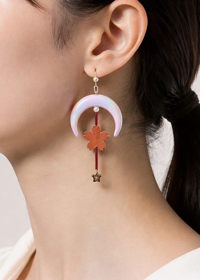 Boucles d'oreilles lune upcycling