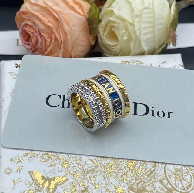 Bague CD doréet argent avec strass