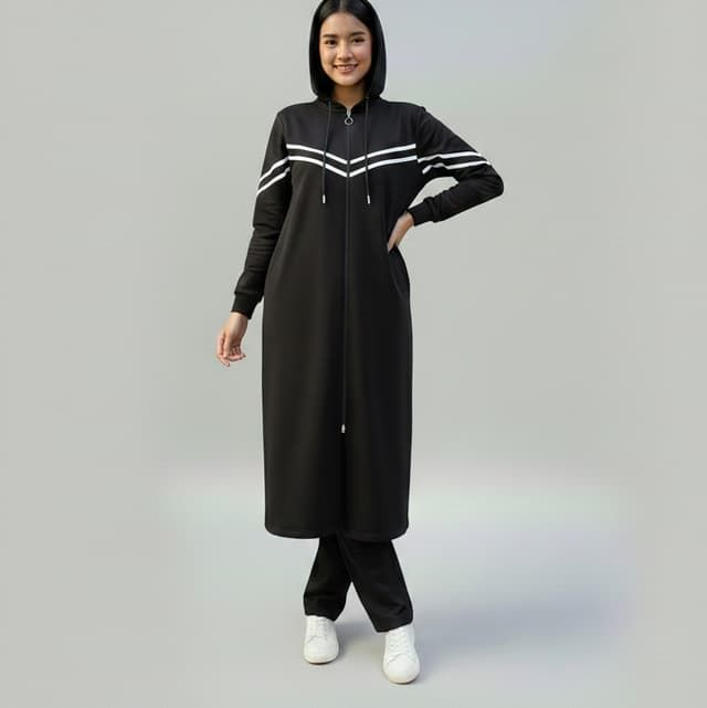 Ensemble Femme Voilée Grande Taille - Survêtement Long à Capuche