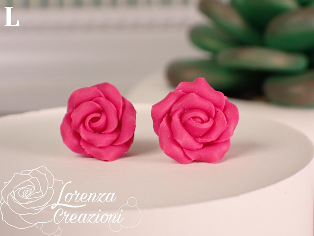 Orecchini a lobo rose lampone