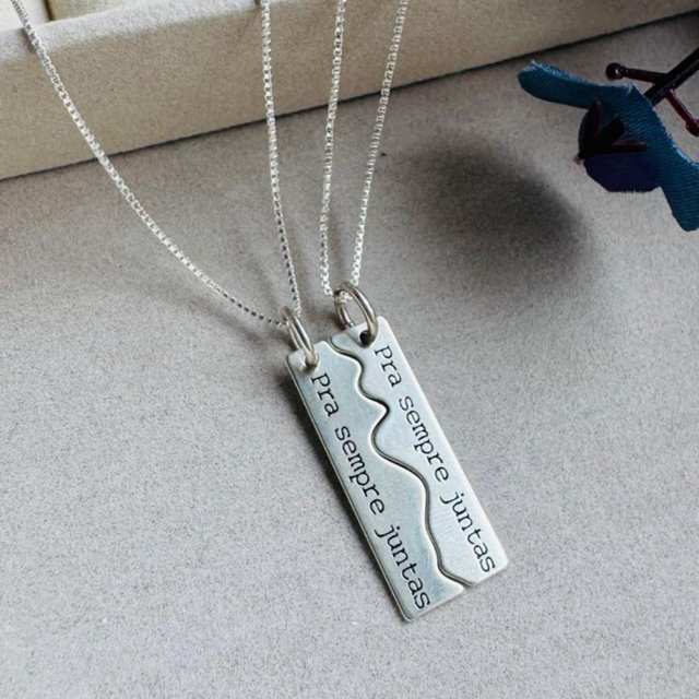 Colar “Pra Sempre Juntas” – Dupla (Corrente V12 – Prata 925)