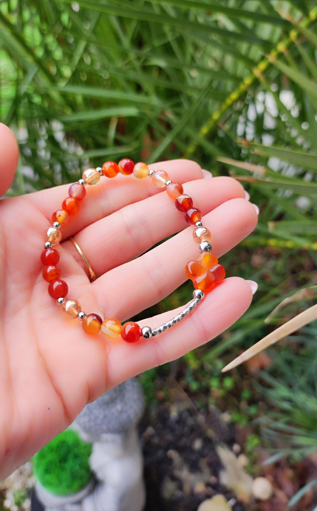 Bracelet Cornaline Trèfle "Pensées positives"