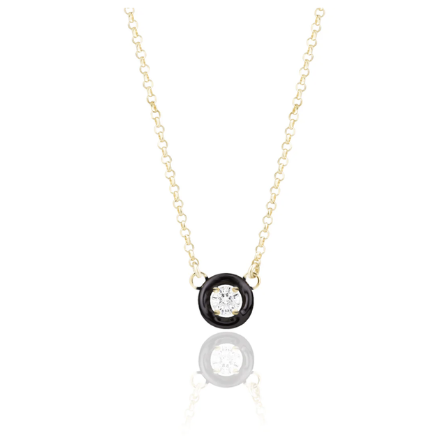 CAROL necklace gold enamel black - TO°BE