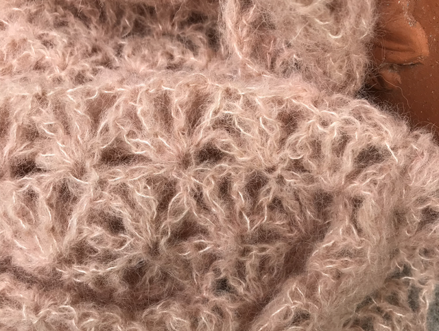 Alpaca sjaal handgemaakt, zalm rose