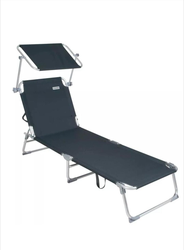 Casaria Sonnenliege „Ibiza“ mit Sonnendach – Grau