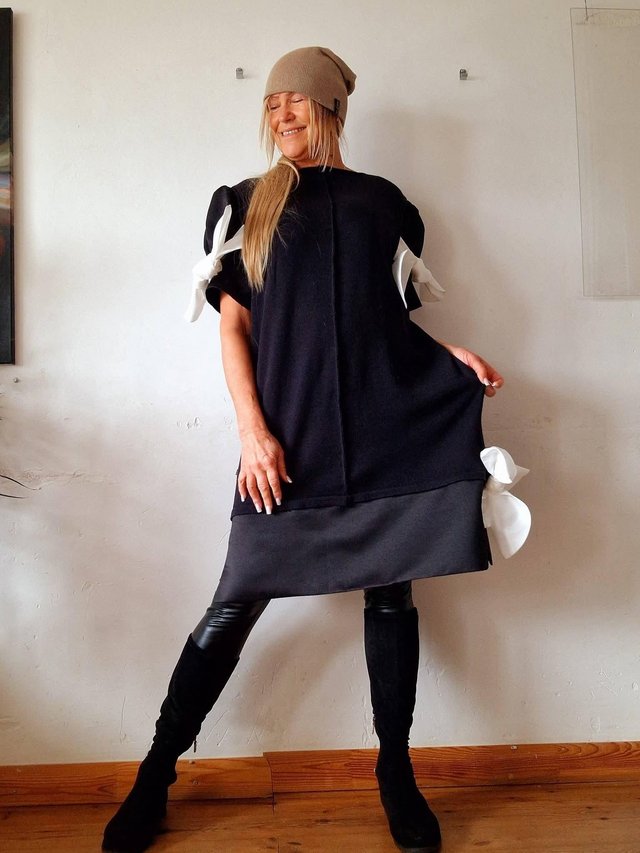 Dress with silk fabrics