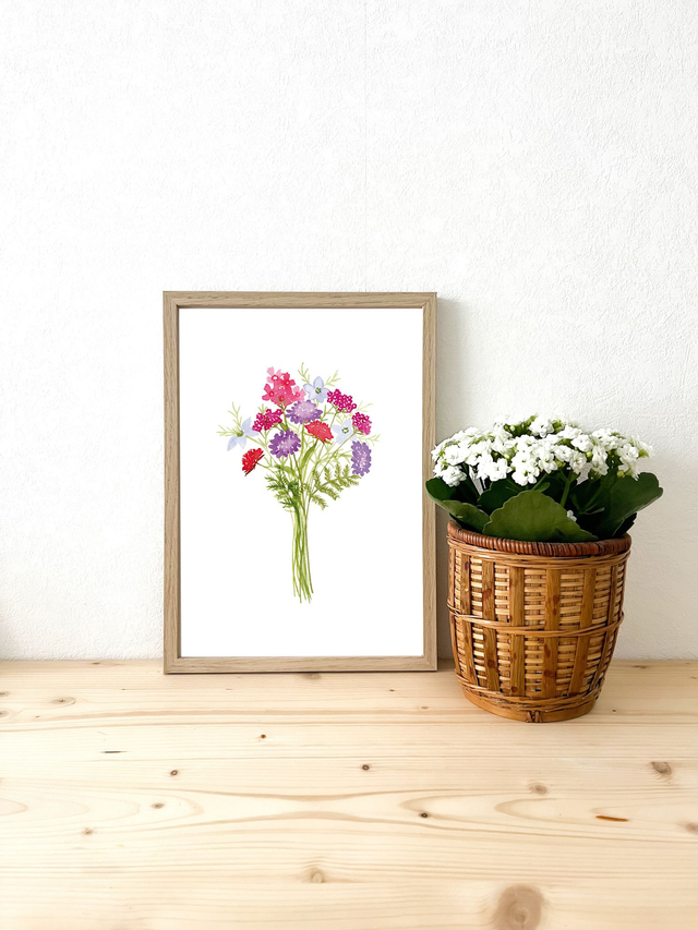 Affiche aquarelle A4 - Bouquet champêtre