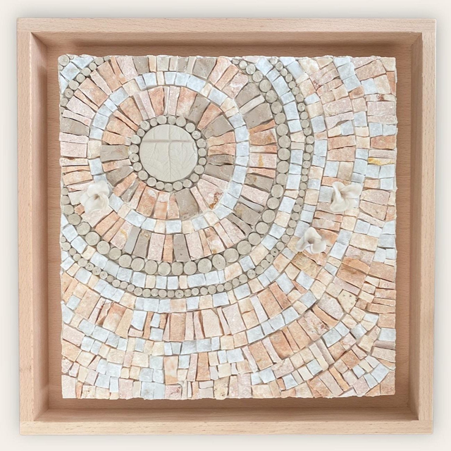 Tableau O'SUCRE PERLÉ, mosaïque de marbre et d'argile