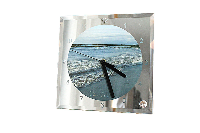 20cm Glass Clock with Benbecula Beach Print