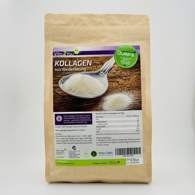 Vita2You Collagen Pulver 500g - Weidehaltung und grasfütterung - Premium Kollagen - Protein