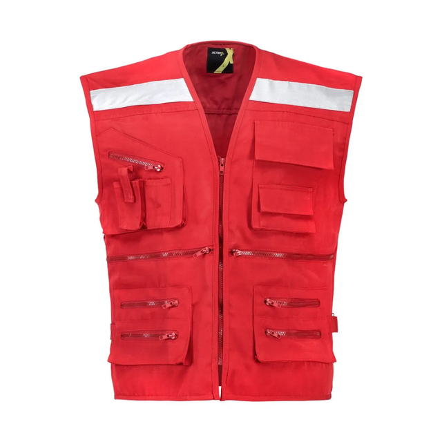 Chaleco Geologo Canvas 250 Gr. Rojo C/Reflectante