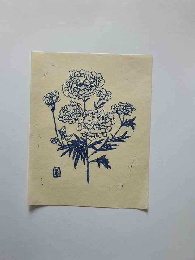 Marigold Linocut