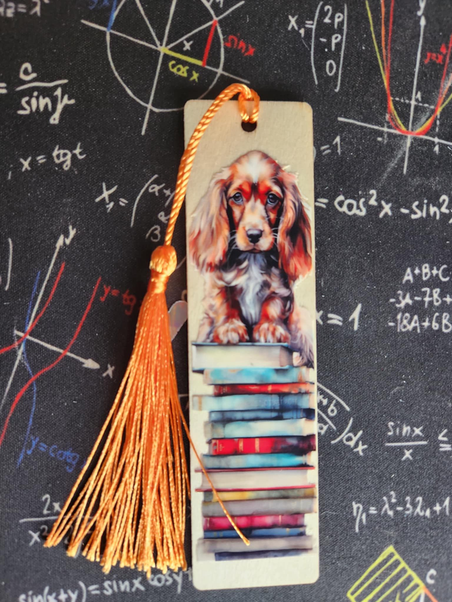 Marque page en Bois " chien polig book " 