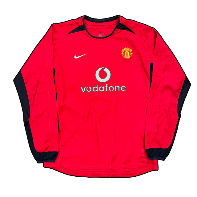 MAnchester United FC 2002-04 Home Long Sleeve Shirt - S